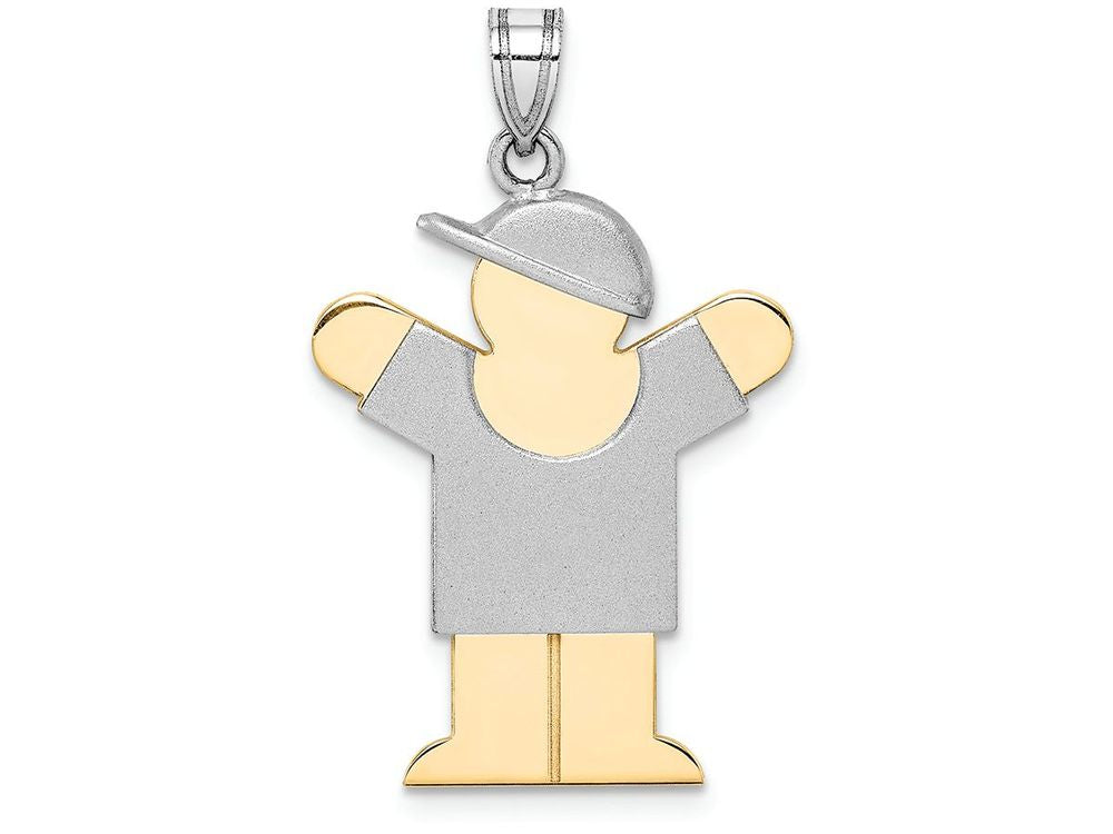 FJC Finejewelers 14k Two-tone Gold Large Boy with Hat On Right Engravable Charm