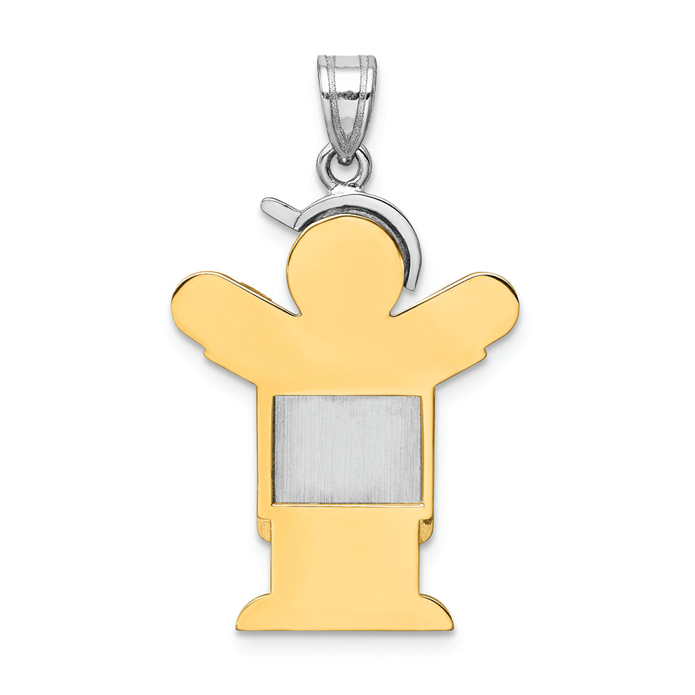 FJC Finejewelers 14k Two-tone Gold Large Boy with Hat On Left Engravable Charm