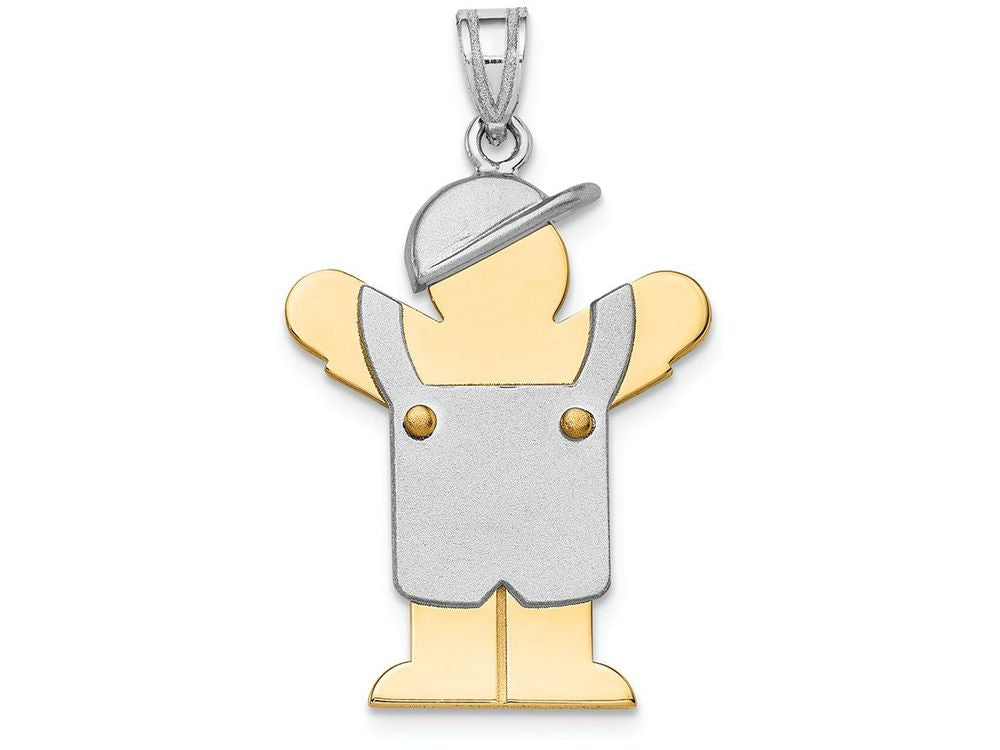 FJC Finejewelers 14k Two-tone Gold Large Boy with Hat On Left Engravable Charm