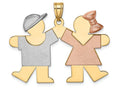 FJC Finejewelers 14 Kt Tri Color Gold Large Boy On Left Girl On Right Engravable Charm