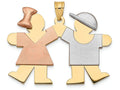 FJC Finejewelers 14 Kt Tri Color Gold Large Girl On Left Boy On Right Engravable Charm