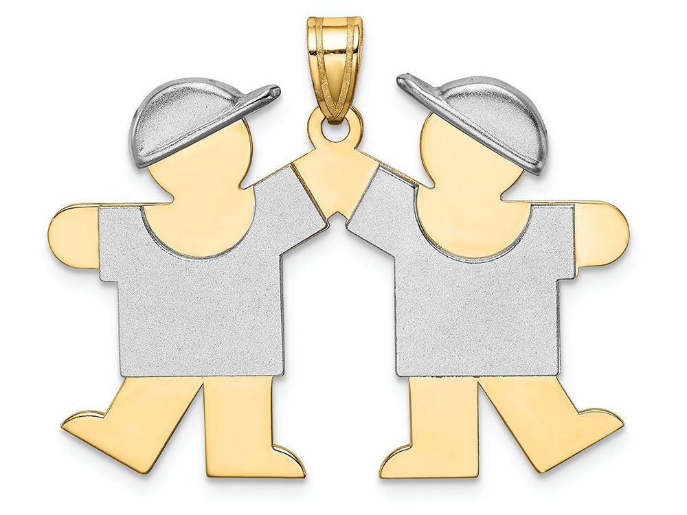 FJC Finejewelers 14k Two-tone Gold Large Double Boys Engravable Charm