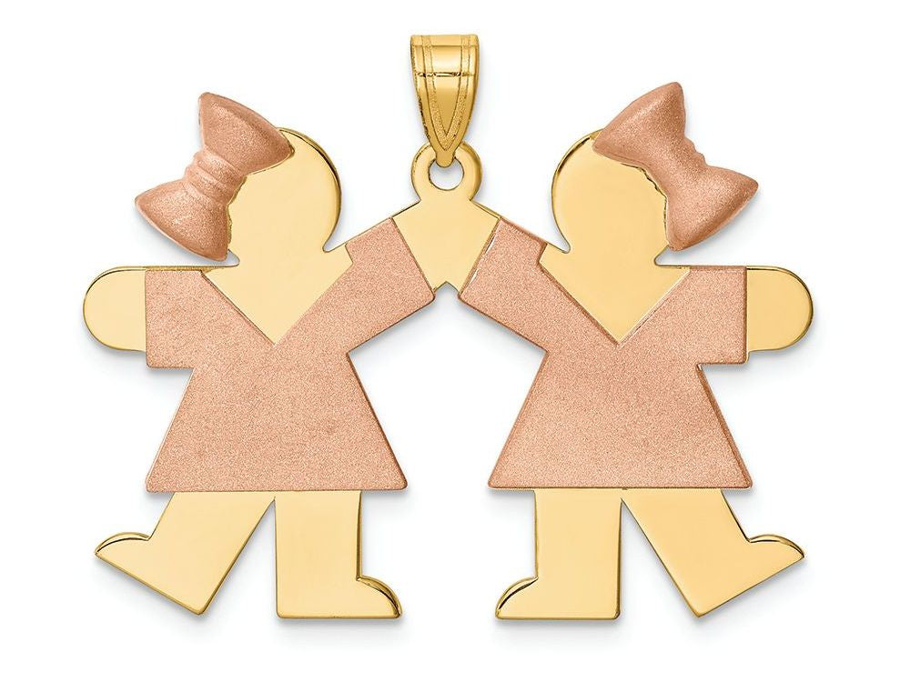 FJC Finejewelers 14k Two-tone Gold Large Double Girls Engravable Charm