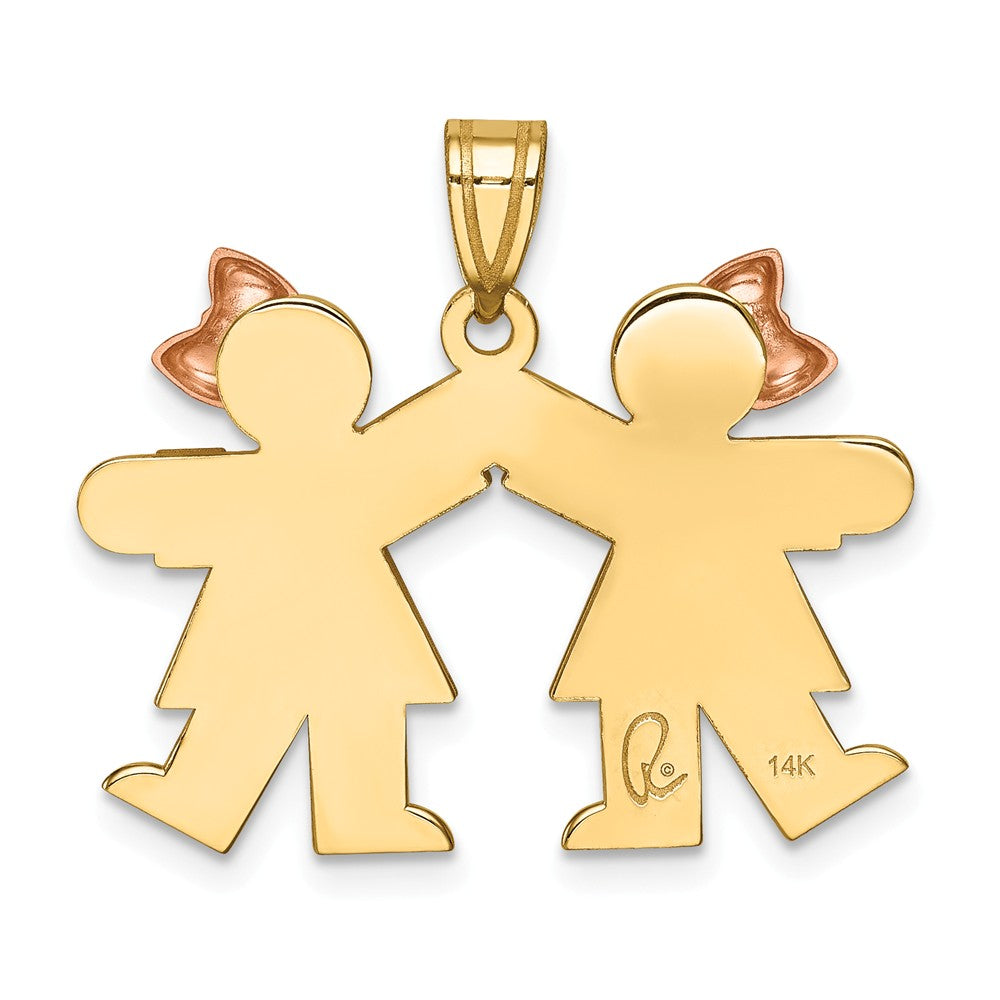 The Kids Small Double Girls Engraveable Charm / Pendant Necklace