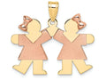 The Kids Small Double Girls Engraveable Charm / Pendant Necklace