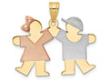 FJC Finejewelers 14 Kt Tri Color Gold Small Girl On Left Boy On Right Engravable Charm