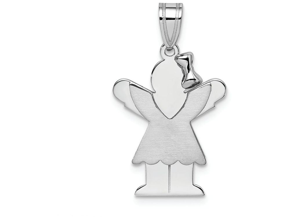 FJC Finejewelers 14k White Gold Small Girl with Bow On Right Engravable Charm
