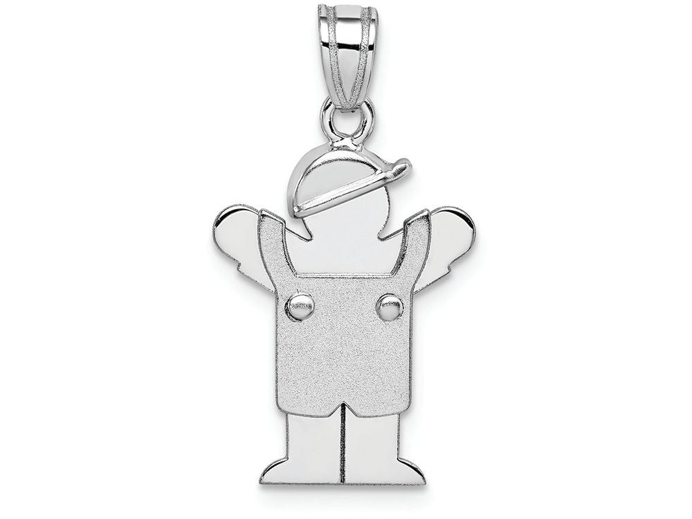 FJC Finejewelers 14k White Gold Small Boy with Hat On Left Engravable Charm 13 x 25mm