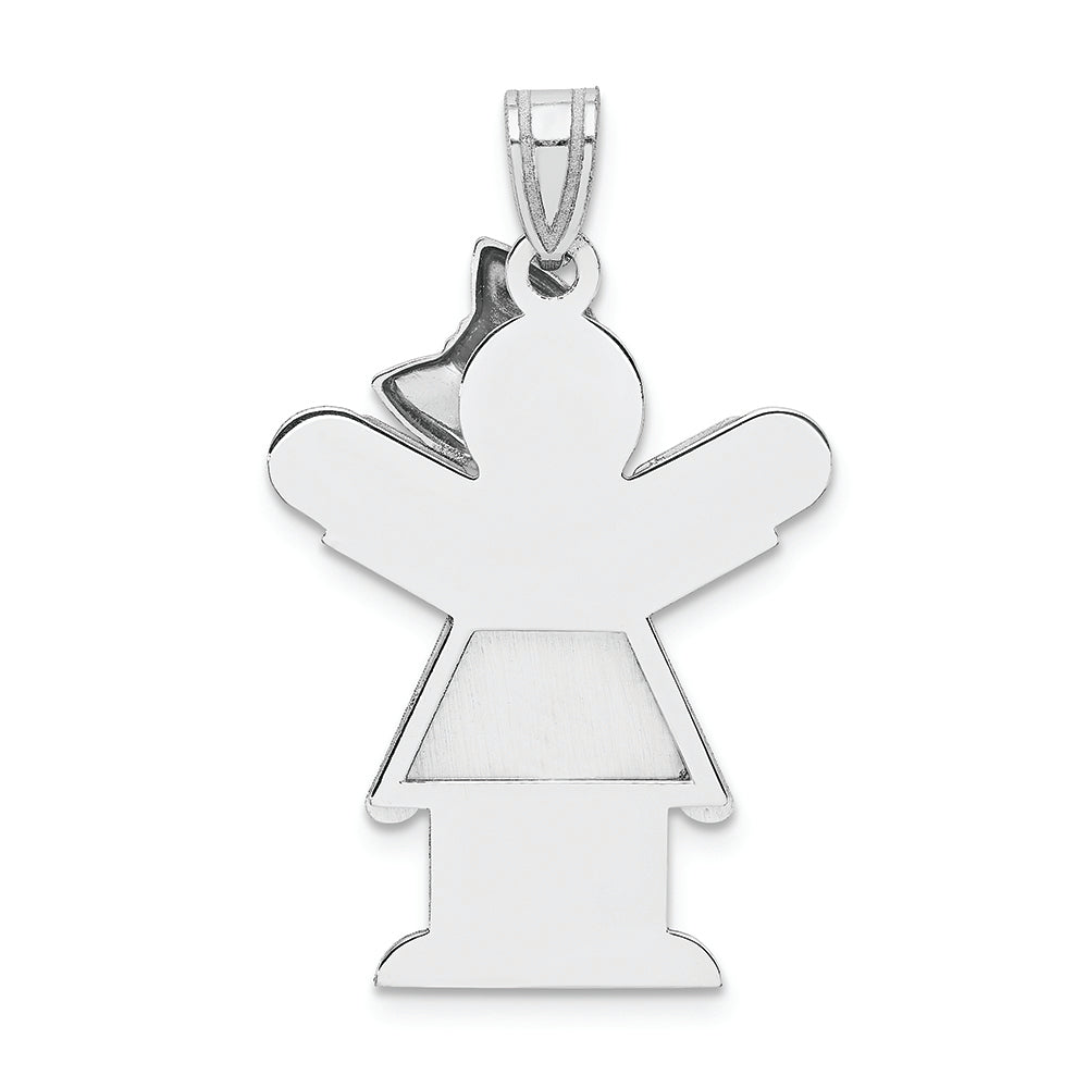 FJC Finejewelers 14k White Gold Medium Girl with Bow On Right Engravable Charm