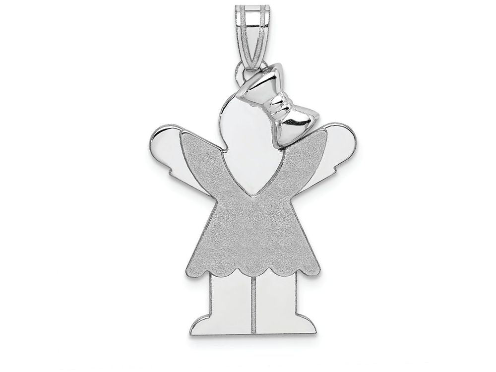FJC Finejewelers 14k White Gold Medium Girl with Bow On Right Engravable Charm