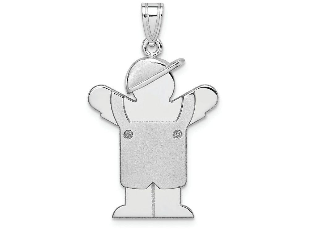 FJC Finejewelers 14k White Gold Medium Boy with Hat On Left Engravable Charm
