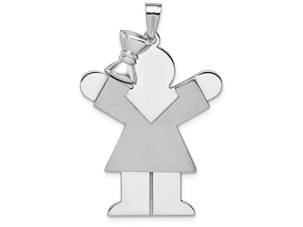 FJC Finejewelers 14k White Gold Large Girl with Bow On Left Engravable Charm