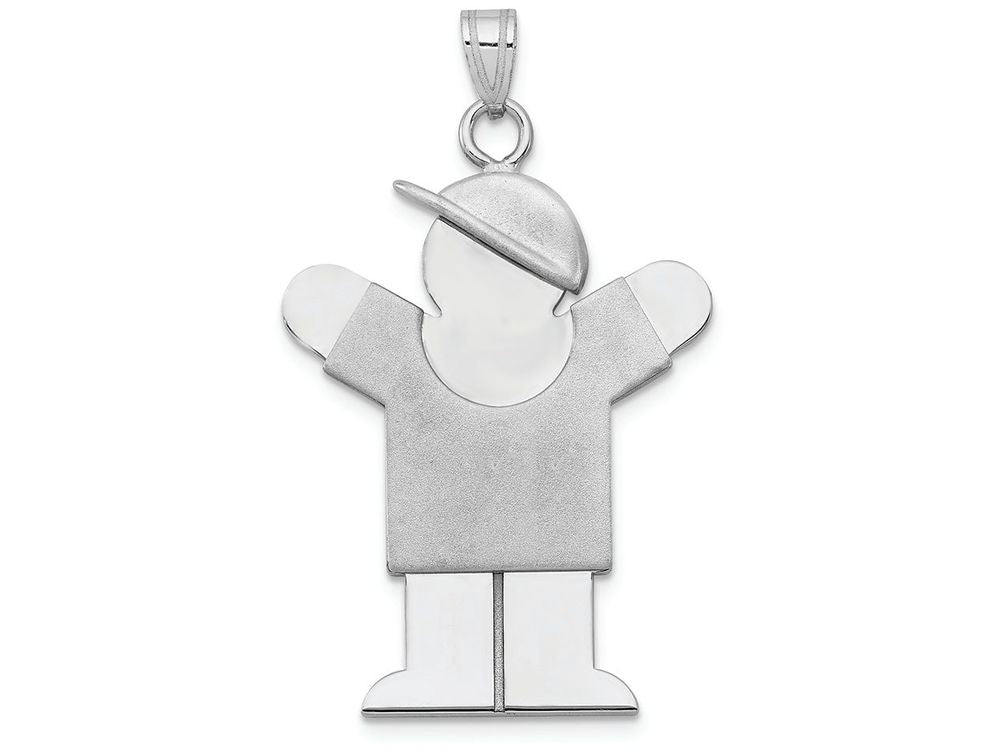 FJC Finejewelers 14k White Gold Large Boy with Hat On Right Engravable Charm