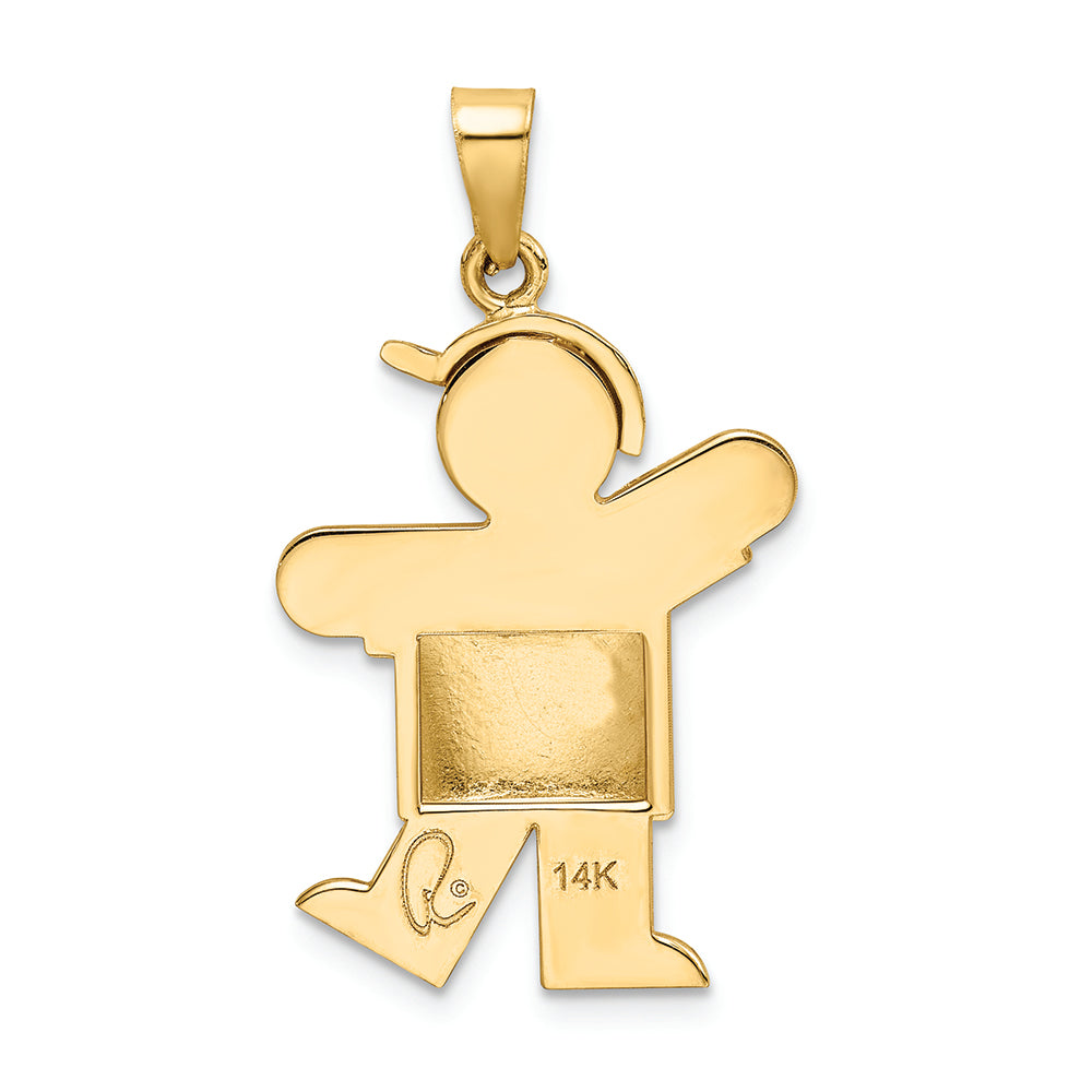 FJC Finejewelers 14k Yellow Gold Puffed Boy with Hat On Left Engravable Charm