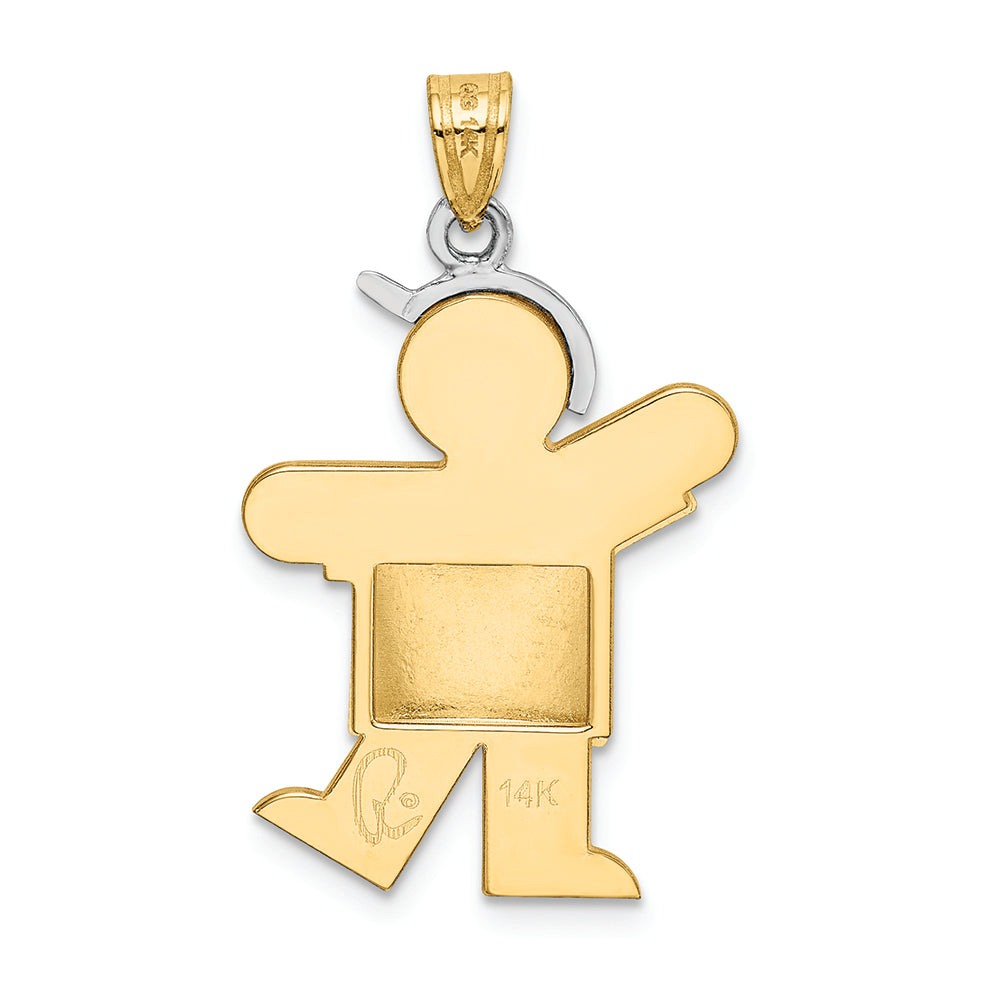 FJC Finejewelers 14k Two-tone Gold Puffed Boy with Hat On Left Engravable Charm