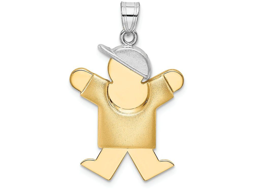 FJC Finejewelers 14k Two-tone Gold Puffed Boy with Hat On Right Engravable Charm