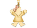 FJC Finejewelers 14k Two-tone Gold Puffed Girl with Bow On Left Engravable Charm 20 x 30mm