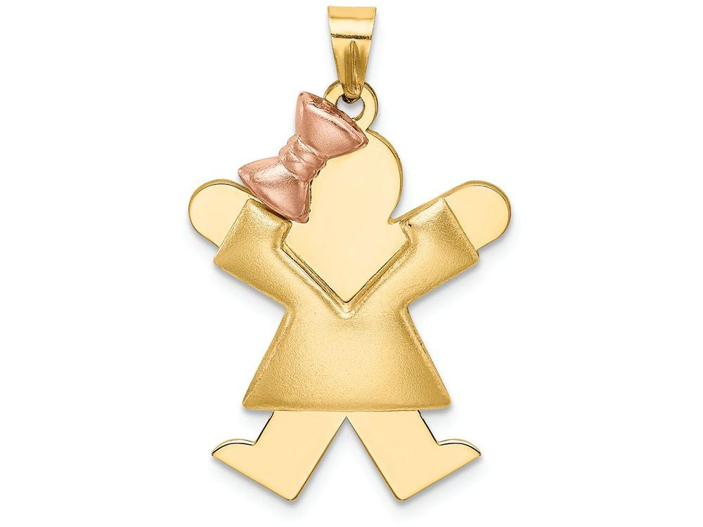 FJC Finejewelers 14k Two-tone Gold Puffed Girl with Bow On Left Engravable Charm 20 x 30mm