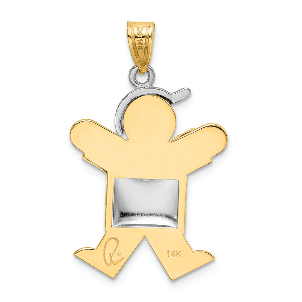 FJC Finejewelers 14k Two-tone Gold Puffed Boy with Hat On Right Engravable Charm
