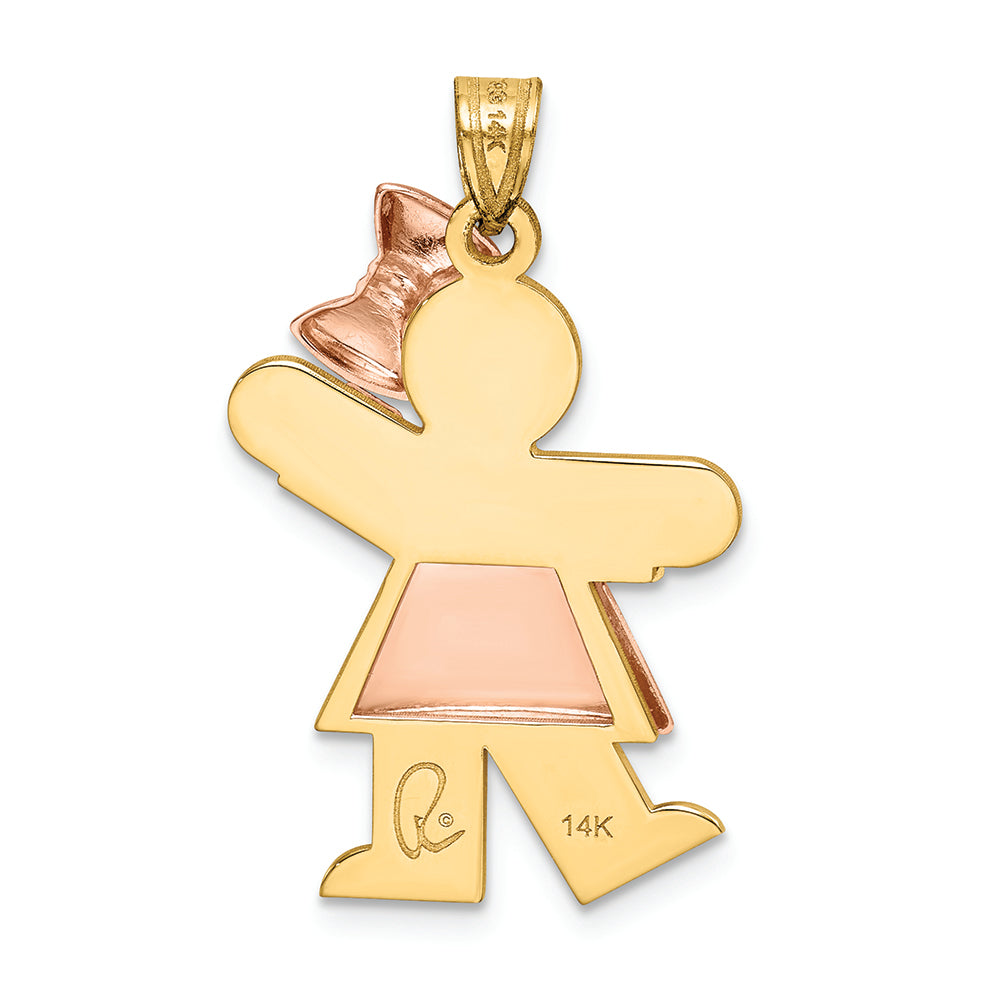FJC Finejewelers 14k Two-tone Gold Puffed Girl with Bow On Right Engravable Charm