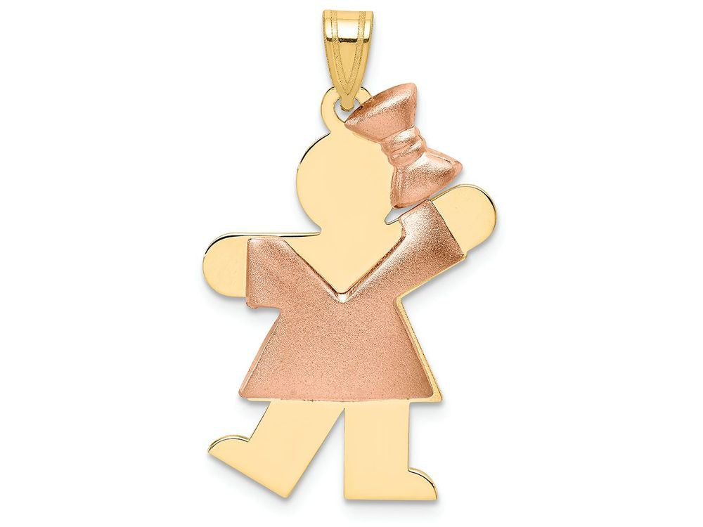 FJC Finejewelers 14k Two-tone Gold Puffed Girl with Bow On Right Engravable Charm