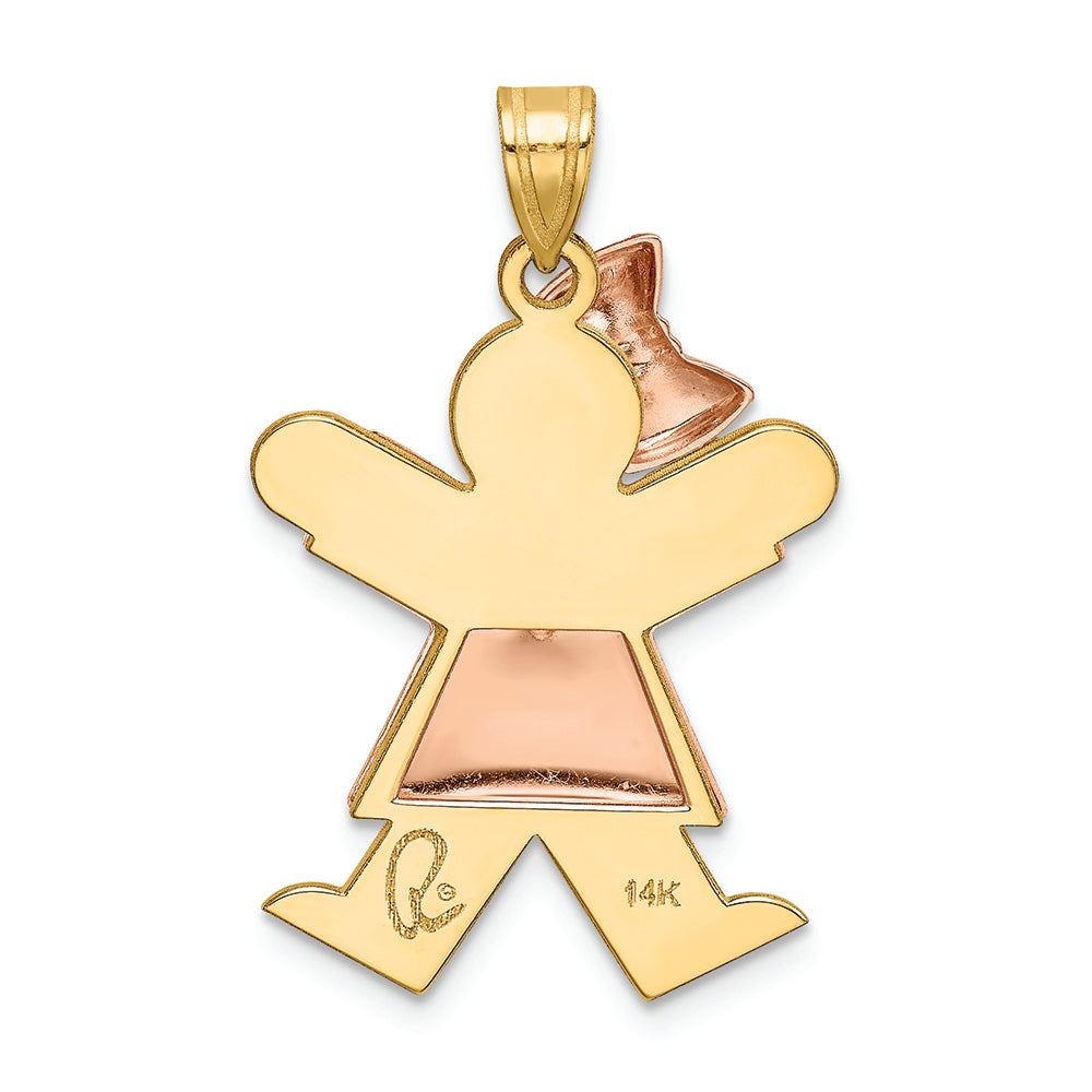 FJC Finejewelers 14k Two-tone Gold Puffed Girl with Bow On Left Engravable Charm