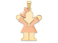 The Kids Puffed Girl with Bow on Left Engraveable Charm / Pendant Necklace