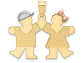 FJC Finejewelers 14 Kt Tri Color Gold Small Boy On Left Girl On Right Engravable Charm