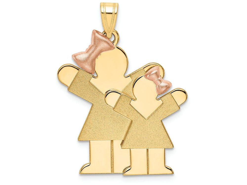 FJC Finejewelers 14k Two-tone Gold Big Girl Little Girl Engravable Charm