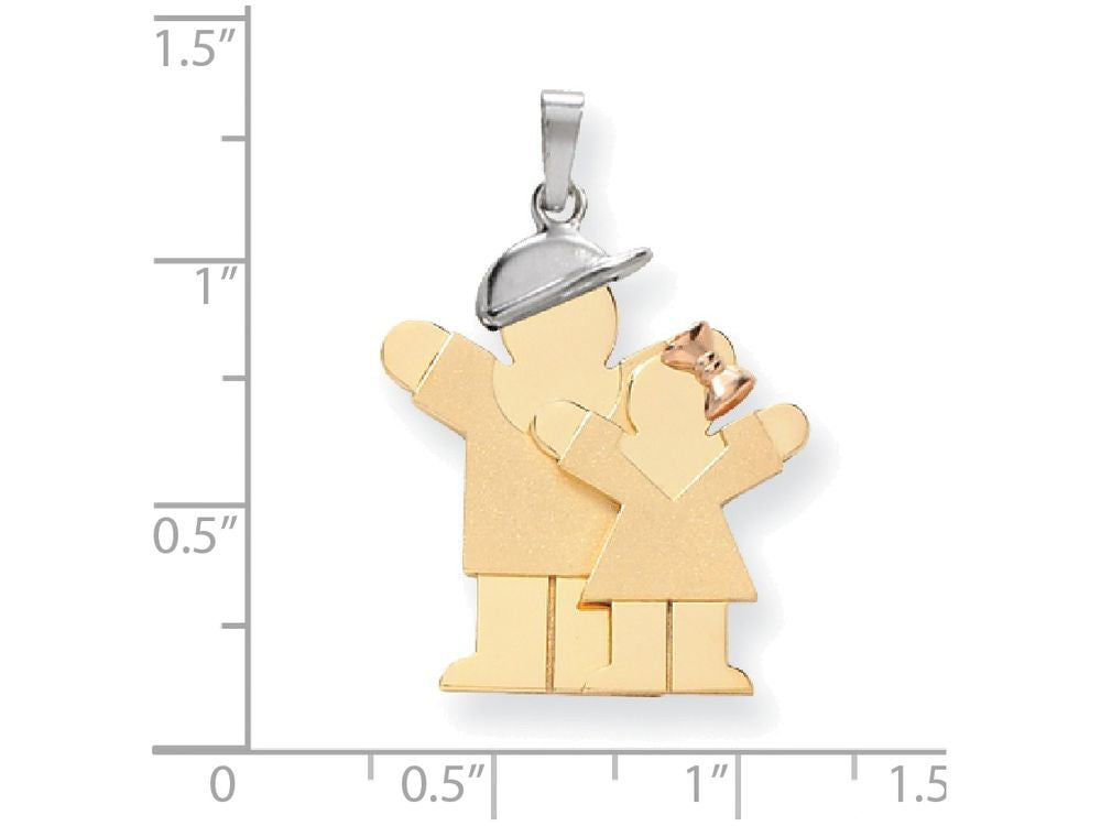 The Kids Big Boy and Little Girl Engraveable Charm / Pendant Necklace