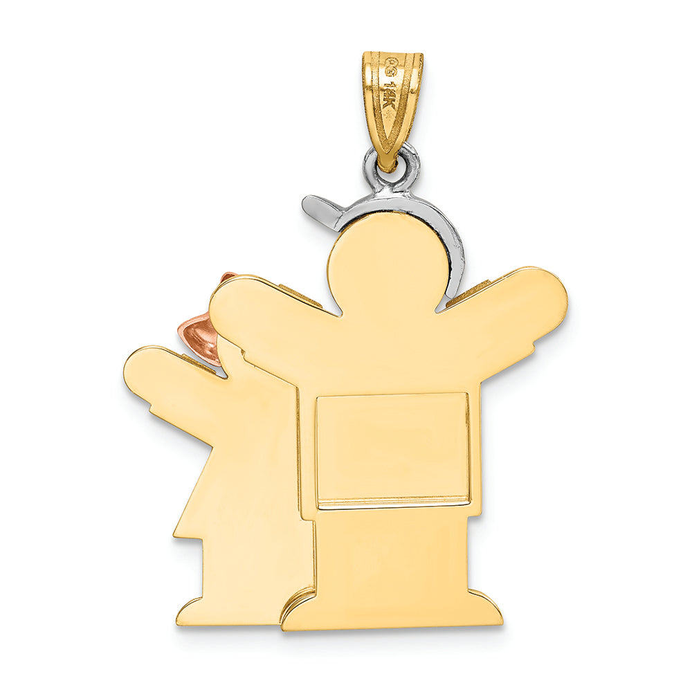 The Kids Big Boy and Little Girl Engraveable Charm / Pendant Necklace