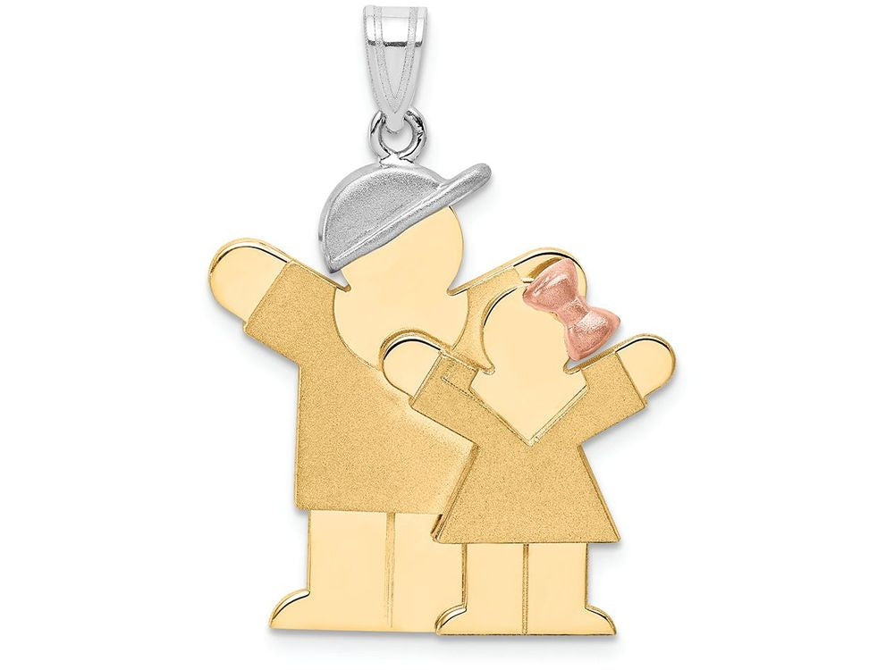 The Kids Big Boy and Little Girl Engraveable Charm / Pendant Necklace
