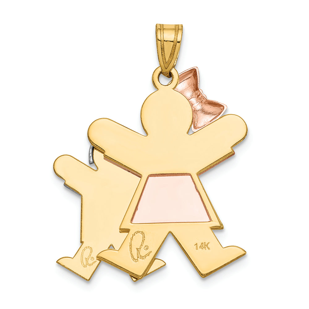 FJC Finejewelers 14 Kt Tri Color Gold Big Girl Little Boy Engravable Charm