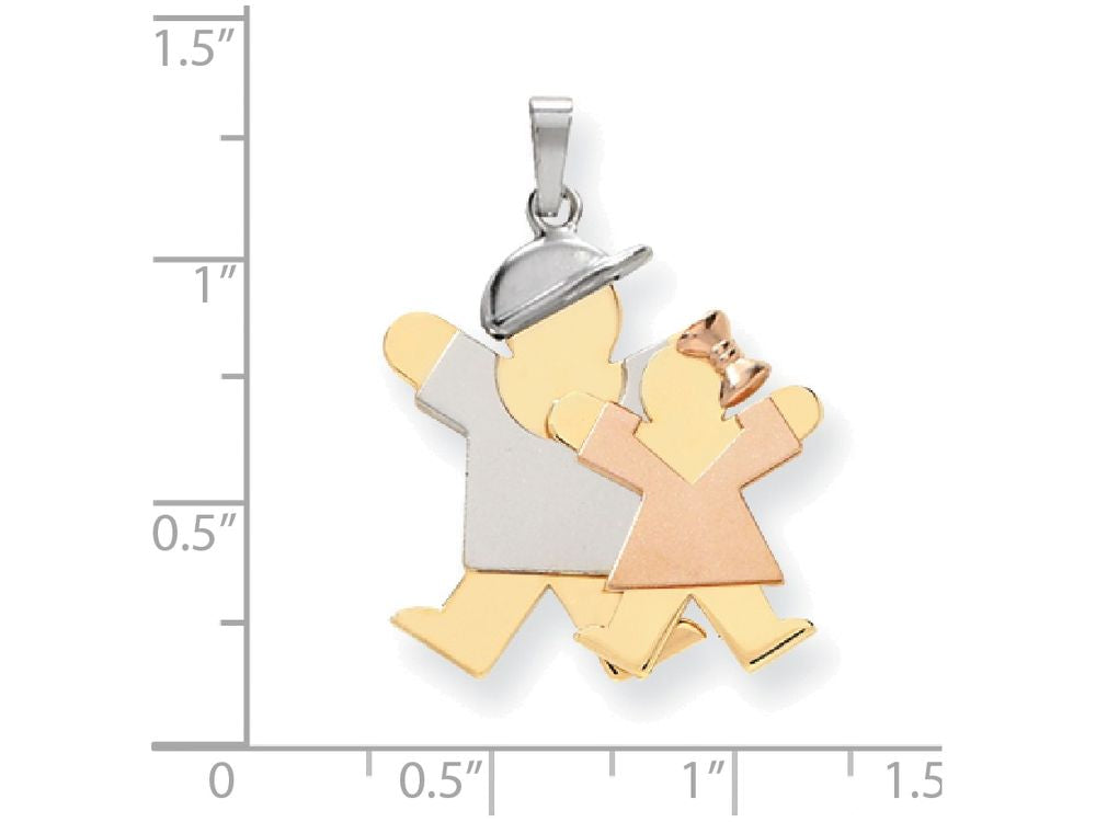 FJC Finejewelers The Kids Big Boy and Little Girl Engraveable Charm / Pendant Necklace