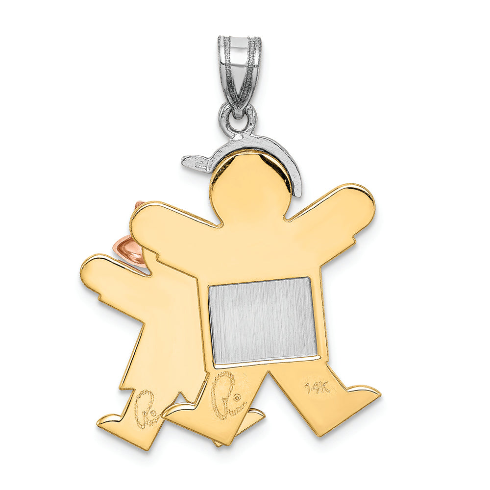 FJC Finejewelers The Kids Big Boy and Little Girl Engraveable Charm / Pendant Necklace