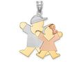 FJC Finejewelers The Kids Big Boy and Little Girl Engraveable Charm / Pendant Necklace