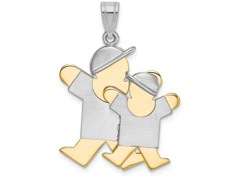 FJC Finejewelers 14k Two-tone Gold Big Boy Little Boy Engravable Charm 25 x 30mm