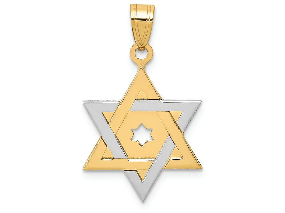 FJC Finejewelers 14k Two-tone Gold Star Of David Charm 16 x 25mm