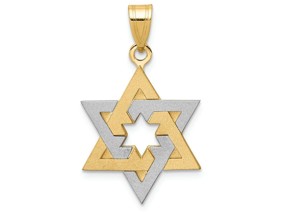 FJC Finejewelers 14k Two-tone Gold Star Of David Charm 16 x 25mm