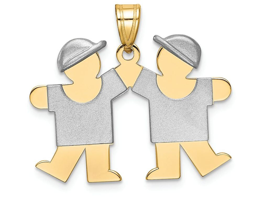 FJC Finejewelers 14k Two-tone Gold Small Double Boys Engravable Charm