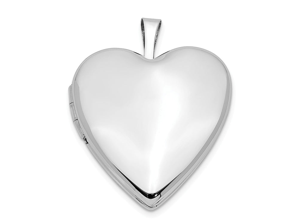 FJC Finejewelers 14k 20mm White Gold Plain Polished Heart Locket Pendant Necklace 18 inch chain included
