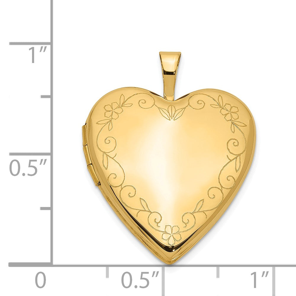 FJC Finejewelers 14k 20mm Flower Vine Border Heart Locket Pendant Necklace 18 inch chain included