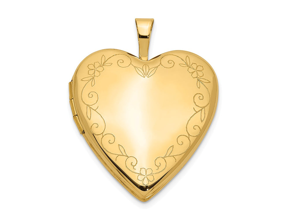 FJC Finejewelers 14k 20mm Flower Vine Border Heart Locket Pendant Necklace 18 inch chain included