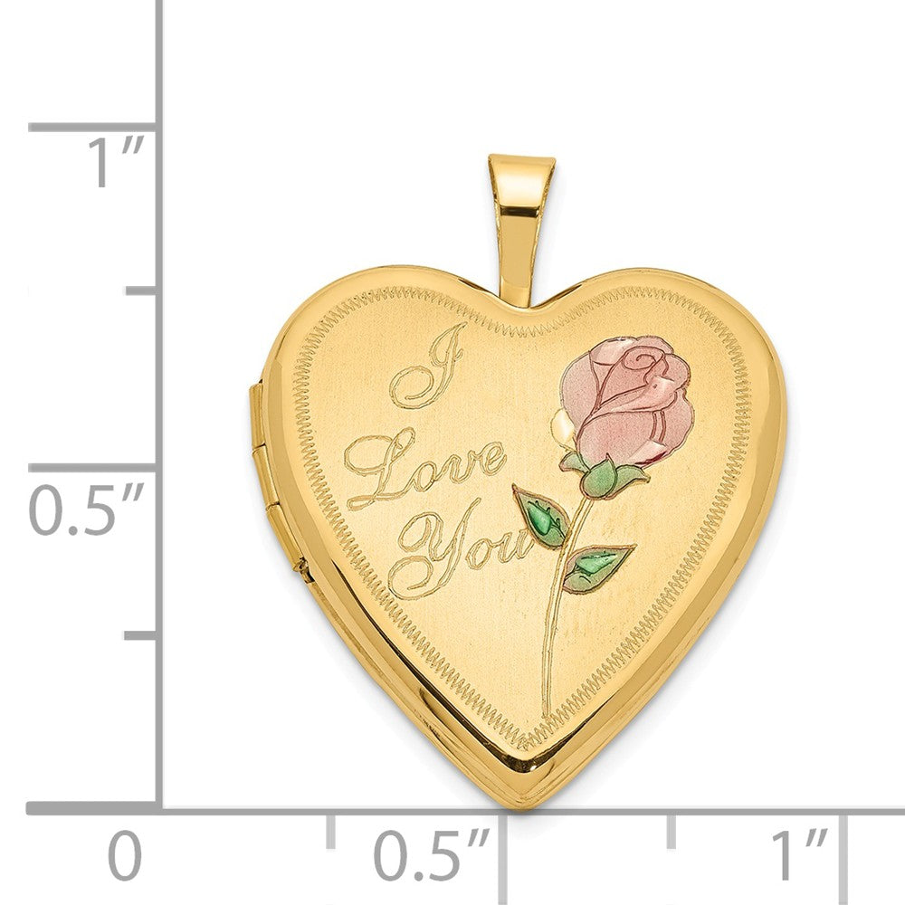 FJC Finejewelers 14k 20mm Enamel Rose I Love You Heart Locket Pendant Necklace 18 inch chain included