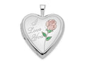 FJC Finejewelers 14k 20mm White Gold Enamel Rose I Love You Heart Locket Pendant Necklace 18 inch chain included