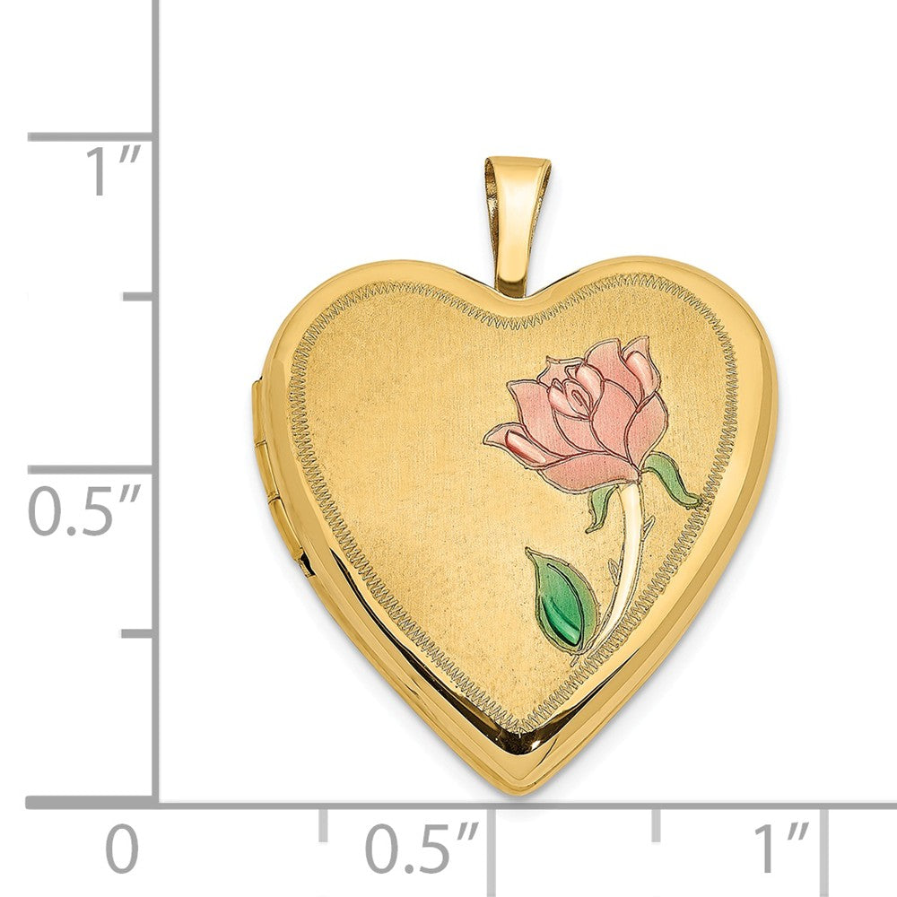 FJC Finejewelers 14k 20mm Enamel Rose Heart Locket Pendant Necklace 18 inch chain included