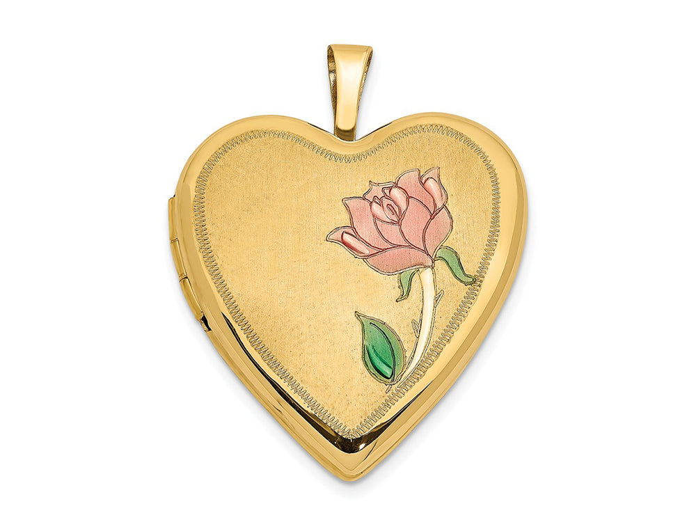 FJC Finejewelers 14k 20mm Enamel Rose Heart Locket Pendant Necklace 18 inch chain included