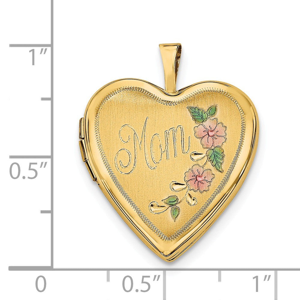 FJC Finejewelers 14k 20mm Enamel Flowers Mom Heart Locket Pendant Necklace 18 inch chain included