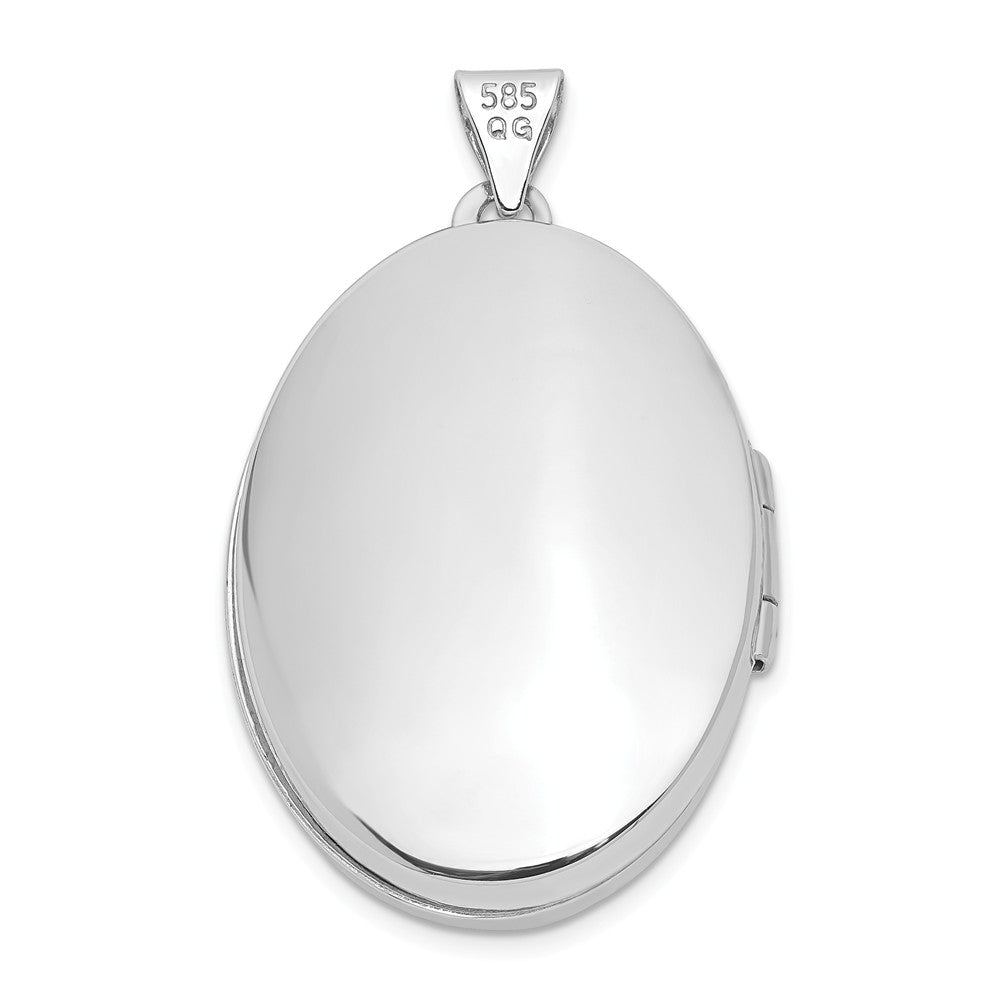 FJC Finejewelers 14k White Gold 26mm Oval 1/2 Hand Engraved Locket Pendant Necklace 18 inch chain included