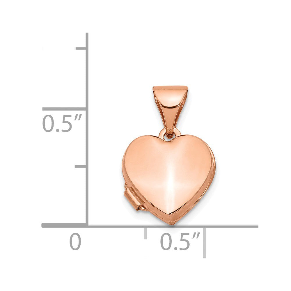 FJC Finejewelers 14k Rose Gold 10mm Plain Heart Locket Pendant Necklace 18 inch chain included